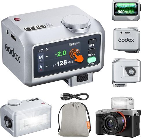 Godox iT30 Pro N Mini TTL Flash Compatible for Nikon Cameras Godox iT30Pro N- Wireless Master & Receiver 2.4G Wireless Touchscreen, GN15, 1/8000s HSS Speedlite, Built-in Diffuser and Lithium Battery in Saudi Arabia