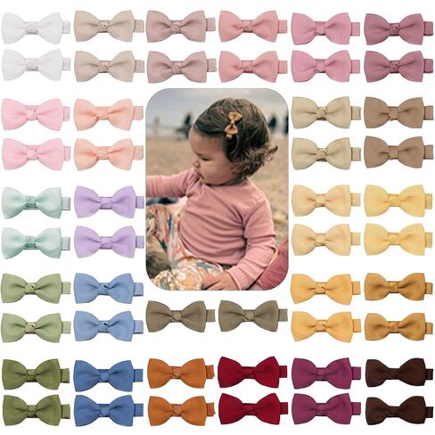 100Pcs Tiny 2" Baby Hair Bows Fully Covered Barrettes Clips for Baby Girls Infants and Toddlers,25 Colors in Pairs in Kuwait