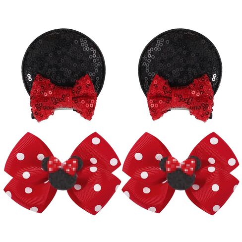 choicbaby Baby Girls Hair Bow Clips Set Glitter Sequin Red Toddler Hair Bows Polka Dot Alligatir Clips Hair Accessories for Infant Girls Kids Birthday Party in Kuwait