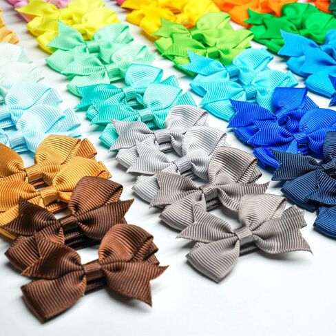 100Pcs Tiny 2" Baby Hair Bows Fully Covered Barrettes Clips for Baby Girls Infants and Toddlers,25 Colors in Pairs in Kuwait