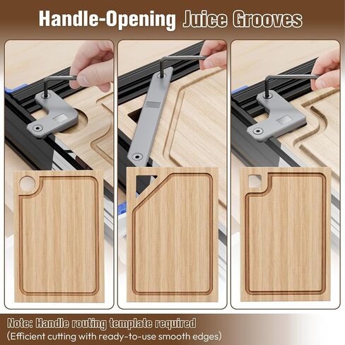 Juice Groove Router Jig, Adjustable Guide for 18"x18" Cutting Boards w/Corner Guides | Create Perfect Square/Round/Triangle Handle Grooves | Easy-Slide Smooth Finish, Black in Kuwait