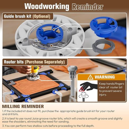 Juice Groove Router Jig, Adjustable Guide for 18"x18" Cutting Boards w/Corner Guides | Create Perfect Square/Round/Triangle Handle Grooves | Easy-Slide Smooth Finish, Black in Kuwait
