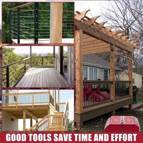 Cable Railing Drill Guide, Portable Angle Drill Guide Jig with 30/45/90 Degree Multi-Angle Drilling Template, 4 Hole Sizes 3/16" 1/4" 5/16" 3/8", Bubble Level for Stair & Deck Installation in Kuwait