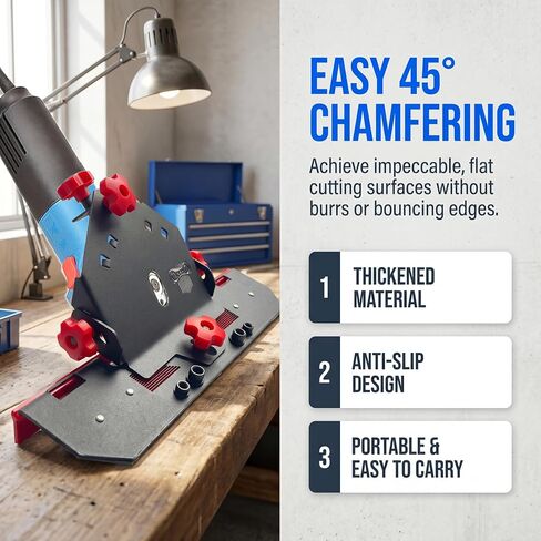 45° Tile Chamfer Jig for 4.5" & 5" Angle Grinders, Heavy Duty Tile Bevel Cutting Tool with Gloves | Comes with anti-slip protective gloves in Kuwait