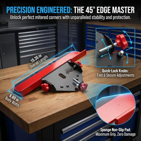 45° Tile Chamfer Jig for 4.5" & 5" Angle Grinders, Heavy Duty Tile Bevel Cutting Tool with Gloves | Comes with anti-slip protective gloves in Kuwait