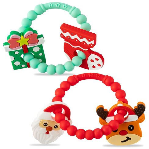 2Pcs Silicone Teething Toys for Babies, Baby Chew Teether Ring Toys | Summer Ocean Beach Theme Soft Teether, Soothing Sore Gums Teething Ring, Newborn Gift for Infant Toddler Boy Girl Baby Shower in Kuwait