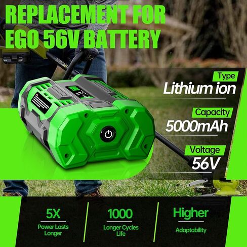 5.0Ah Replacement Battery for EGO 56V Power+ Tools, 5000mAh NIMH Battery Compatible with BA2800 BA1400 BA4200, ST1502LB, CS1604, LB4800 LB6504 LB5804 HT2400 and 90+ More(Green) in Kuwait
