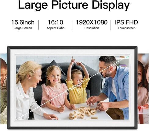15.6inch Large Digital Picture Frame WiFi Slideshow Digital Photo Frame,1920 * 1080 IPS HD Touchscreen Picture Frame,32GB Storage,Automatic Rotation,Use Frameo App Send Photos and Videos for Free in Kuwait