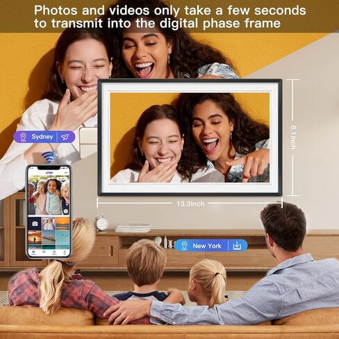 15.6inch Large Digital Picture Frame WiFi Slideshow Digital Photo Frame,1920 * 1080 IPS HD Touchscreen Picture Frame,32GB Storage,Automatic Rotation,Use Frameo App Send Photos and Videos for Free in Kuwait