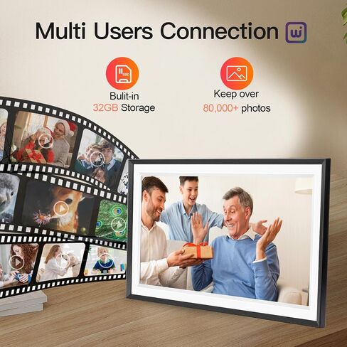 15.6inch Large Digital Picture Frame WiFi Slideshow Digital Photo Frame,1920 * 1080 IPS HD Touchscreen Picture Frame,32GB Storage,Automatic Rotation,Use Frameo App Send Photos and Videos for Free in Kuwait