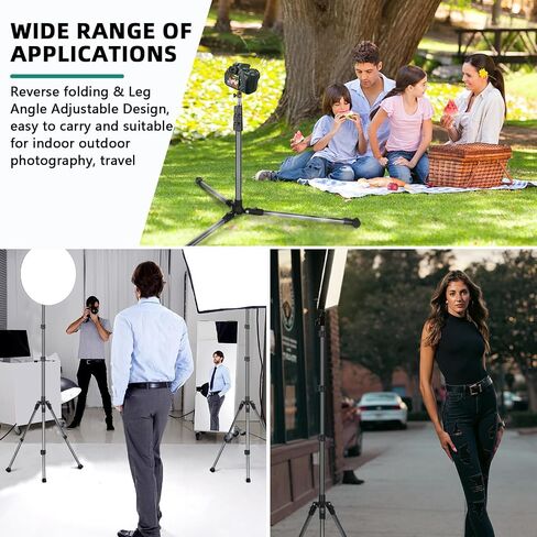 Extendable Photography Light Stand, Adjustable 6.6ft/2m Aluminum Light Tripod Stand for Travel, Reversible Portable Studio Lighting Tripod for Ring Light Camera Flash Light Strobe Light Webcam Softbox in Kuwait