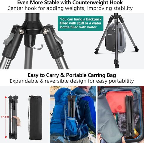 Extendable Photography Light Stand, Adjustable 6.6ft/2m Aluminum Light Tripod Stand for Travel, Reversible Portable Studio Lighting Tripod for Ring Light Camera Flash Light Strobe Light Webcam Softbox in Kuwait