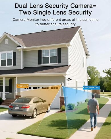 ANRAN 2K Solar Security Cameras Wireless Outdoor, 2.4Ghz WiFi Surveillance Outdoor Camera for Home Security with Embedded Solar Panel, Color Night Vision, 2-Way Talk, IP67 Waterproof, Work with Alexa in Saudi Arabia