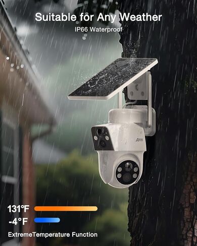 ANRAN 2K Solar Security Cameras Wireless Outdoor, 2.4Ghz WiFi Surveillance Outdoor Camera for Home Security with Embedded Solar Panel, Color Night Vision, 2-Way Talk, IP67 Waterproof, Work with Alexa in Saudi Arabia