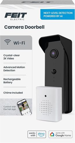Feit Electric Plug-in Outdoor Security Camera, 2K HD, Advance Motion Detection, 2.4GHz Wi-Fi, 30ft. Night Vision, 2-Way Audio, Micro SD Card Storage, AI-Powered Smart Alerts, Always-On Wired Power in Kuwait