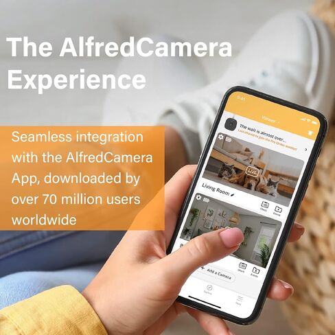 AlfredCam Indoor Wireless Security Camera, 1080P, 24/7 Continuous Recording | Baby/Pet/Nanny Cam, Motion Detection, Night Vision, Two-Way Audio, No Subscription, Quick Setup, Phone as Monitor in Kuwait