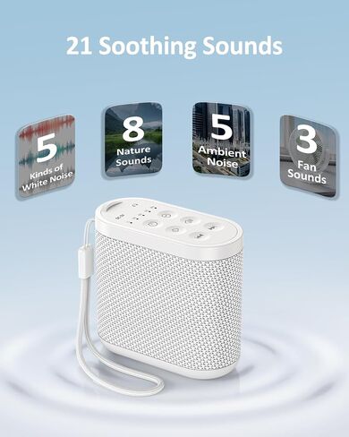 Portable Sound Machine White Noise Machine for Adults, Baby Sleeping & Travel: Super Long-Lasting & Rechargeable Battery, Headphone Jack, 21 Sounds - Noise Canceling for Office Privacy, Home, Gift in Kuwait