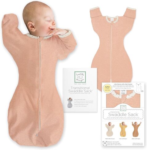 SwaddleDesigns Transitional Swaddle Sack, Arms Up Half-Length Sleeve & Mitten, Most Gradual Transition Swaddle for Newborn in Kuwait
