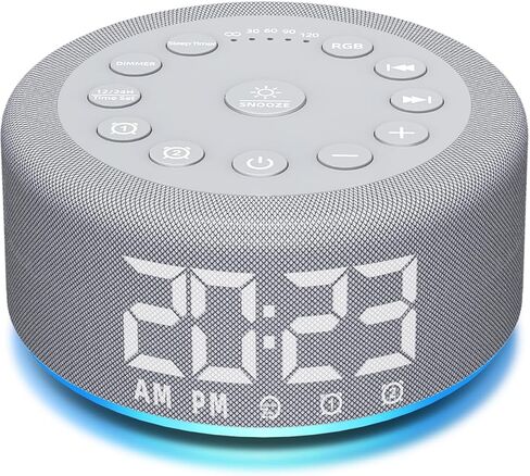 Plug-in Sound White Noise Machine Brown Noise Machine & Alarm Clock with Rechargeable Backup Battery Night Light Dual Alarms 30 Sleeping Sounds for Baby Kids Adults 5 Timers 15 Wake Up Sounds & Memory in Kuwait