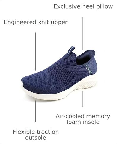 Skechers Women's Hands Free Slip Ins Ultra Flex 3.0 Smooth Step, Navy, 7.5 in Kuwait