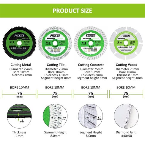 3 inch Diamond Blades - Porcelain Cutting Disc for Cutting Concrete Granite Metal Porcelain Tile Wood 3/8"(10mm) Arbor in Kuwait