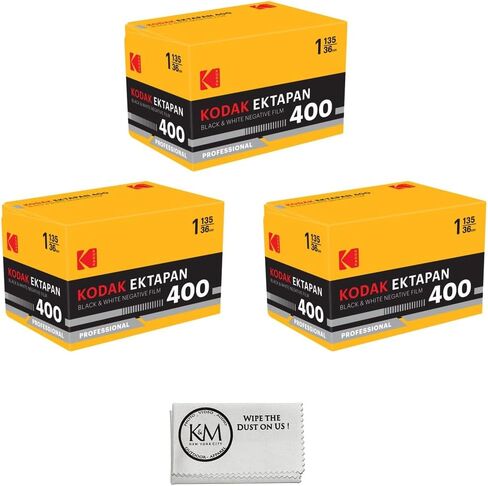 Kodak Ektapan 400 Black and White Negative Film | 35mm Roll Film | (36 Exposures) 5 Rolls + Microfiber Cloth in Kuwait