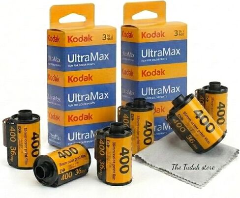 Kodak Ultramax 400 35mm Film - 6 Packs of 36 Exposure Rolls for 35mm Cameras Bundled with The Tudak Store Microfiber Cloth - 216 Exposures, ISO 400 Color Negative Film for 35mm Film Camera in Kuwait