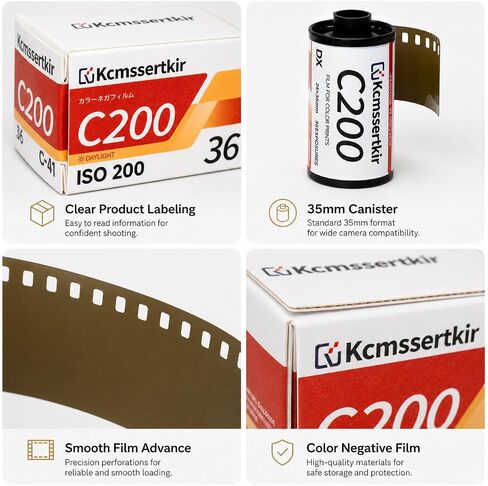 C200 Color Negative Film, ISO 200, 35mm 135 Format, 36 Exposures, Daylight Balanced, C-41 Process, for Analog Film Cameras in Kuwait