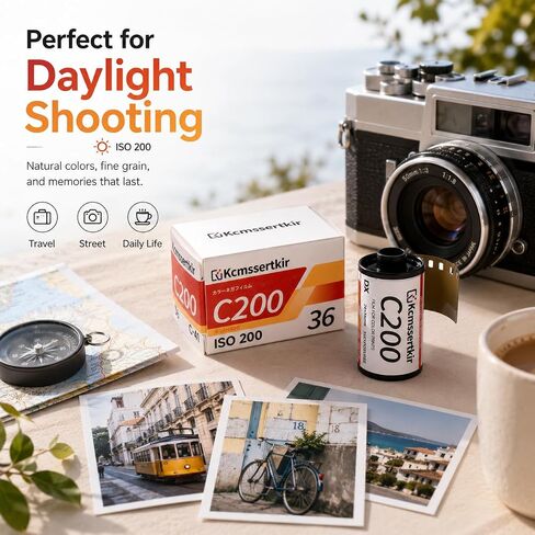 C200 Color Negative Film, ISO 200, 35mm 135 Format, 36 Exposures, Daylight Balanced, C-41 Process, for Analog Film Cameras in Kuwait