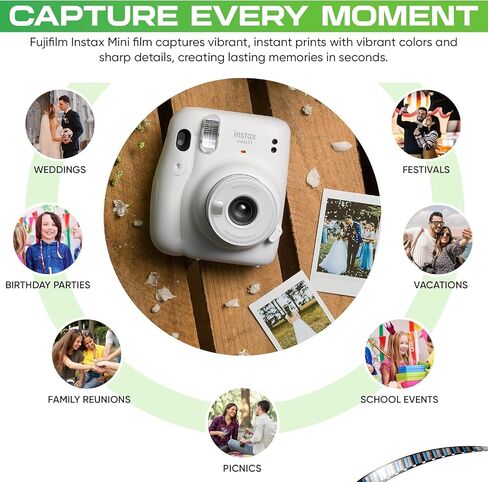 Fujifilm Instax Mini Instant Camera Film for Mini Instant Cameras - Capture Memories Anytime, Anywhere with Sunshine Photo Microfiber Cleaning Cloth... (2 Pack (40 Sheets Total)) in Kuwait