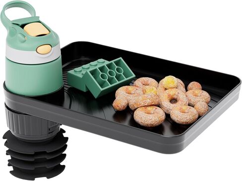 Car Seat Tray for Kids Fits 2.8'-3.2'Cup Holders (1, Standard Base) | 360°Rotated, Expandable Base, Large Tray for Toys/Books/Snacks, Durable and Safe Material, Kids Travel Essentials in Kuwait