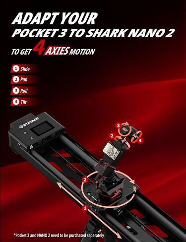 IFOOTAGE Pocket 3 Adapter for Shark Slider Nano 2 | Integrating OSMO Pocket 3 with Shark Slider Nano 2 for 4 Axes Motion Shooting, Camera Slider Accessory Adapter in Kuwait