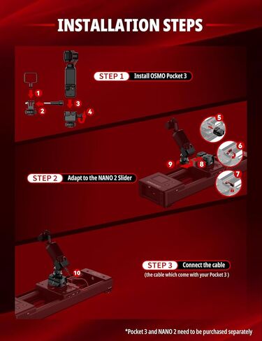 IFOOTAGE Pocket 3 Adapter for Shark Slider Nano 2 | Integrating OSMO Pocket 3 with Shark Slider Nano 2 for 4 Axes Motion Shooting, Camera Slider Accessory Adapter in Kuwait