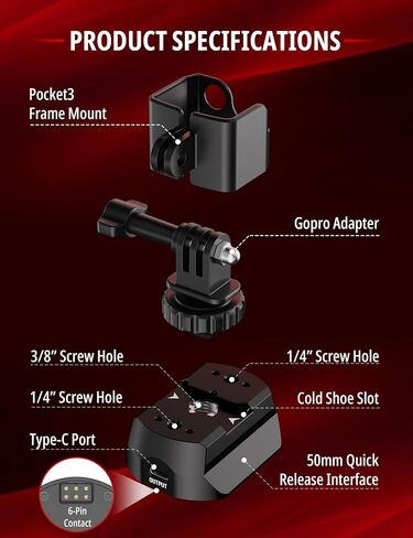 IFOOTAGE Pocket 3 Adapter for Shark Slider Nano 2 | Integrating OSMO Pocket 3 with Shark Slider Nano 2 for 4 Axes Motion Shooting, Camera Slider Accessory Adapter in Kuwait