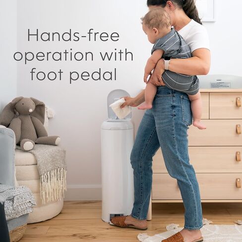 Diaper Genie Platinum Diaper Pail Gift Set | Hands-Free Odor Control with Foot Pedal | Stainless Steel Baby Diaper Pail | Includes 2 Easy Roll Refills 48 Bags Total | Baby Registry Must-Have in Kuwait