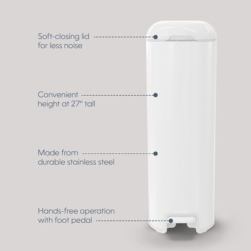 Diaper Genie Platinum Diaper Pail Gift Set | Hands-Free Odor Control with Foot Pedal | Stainless Steel Baby Diaper Pail | Includes 2 Easy Roll Refills 48 Bags Total | Baby Registry Must-Have in Kuwait