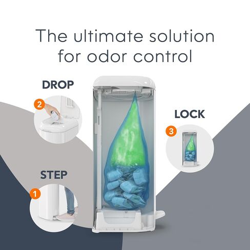 Diaper Genie Platinum Diaper Pail Gift Set | Hands-Free Odor Control with Foot Pedal | Stainless Steel Baby Diaper Pail | Includes 2 Easy Roll Refills 48 Bags Total | Baby Registry Must-Have in Kuwait