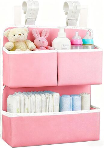 Hanging Diaper Organizer for Bassinet/Crib/Playpen/Playard – Hold 80+ Diapers - Changing Table Diaper Holder Attachment Accessories- Diaper Stacker Nursery Caddy Organizer (Gray) in Kuwait