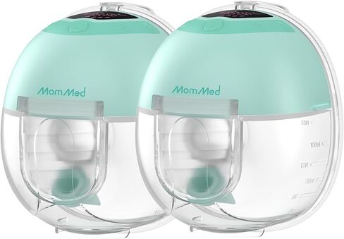MomMed S33 Wearable Breast Pump, Hands Free Double Electric, 6oz, BPA Free | Ultra Quiet 45dB In-Bra Pump, Night Light, One Tap Pause, Leak-Proof, 4 Modes 9 Levels, 17/19/21mm Flange Inserts for Travel in Kuwait