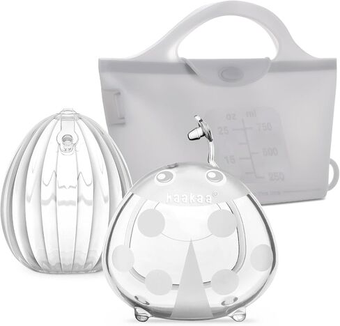 haakaa Wearable Silicone Breast Pump with Steriliser Bag, 2-in-1 Hands-Free Passive Breast Milk Catcher for Nursing Mom, Breastfeeding Essentials, 2-Pack 75ml Pumps & 1 Steriliser Bag in Kuwait