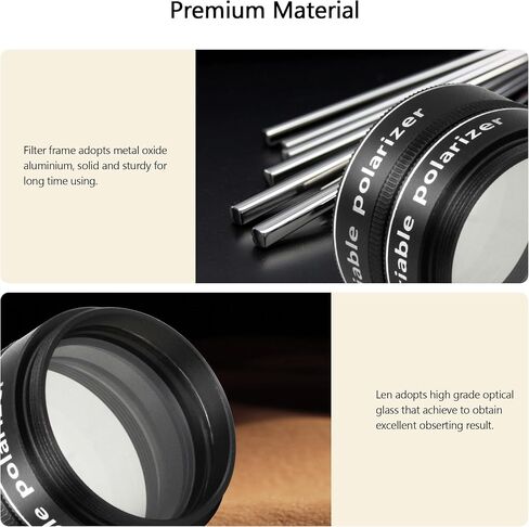 Astromania Telescope Filter Variable Grey Polarizing Moon Filter 2 Inch | Metal Telescope Accessories,With Adjustable 1-40% Transmission,Accept Astronomy Telescopes & Eyepieces,For Lunar Observation in Kuwait