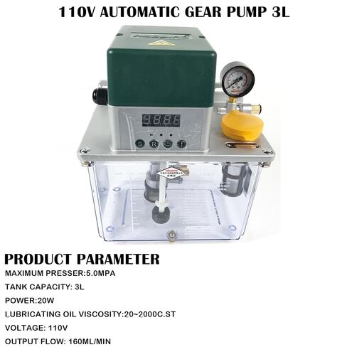 3L Electric Automatic Lubrication Pump with Pressure Testing Automatic Gear Lubricating Oil Pump for Machine Tools Printing Textiles 110V in Kuwait