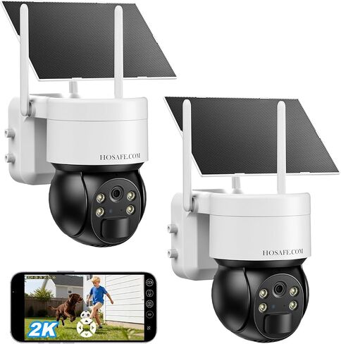 4G LTE Cellular Security Camera Outdoor, 2 Packs, 2K HD Live View | Free Cloud Storage, Off Grid Security Camera No WiFi Solar Powered, 360° PTZ Solar Camera Outdoor Wireless, PIR Motion Sensor in Kuwait