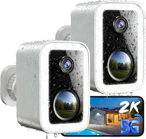 2K Security Cameras Wireless Outdoor, Integrated Spotlight & Siren, AI Motion Detection, 2-Way Audio, 1-6 Months Battery Life, Cameras for Home Security Support 5GHz WiFi, IP66, Cloud Storage in Kuwait