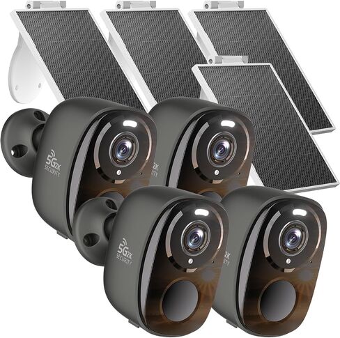 4pcs Security Cameras Wireless Outdoor with Solar Panels, 2.4G/5GHz | 2K Solar Camera Outdoor Wireless with AI Motion Detection, Color Night Vision, 2-Way Audio, IP65, SD/Cloud, Works with Alexa in Kuwait
