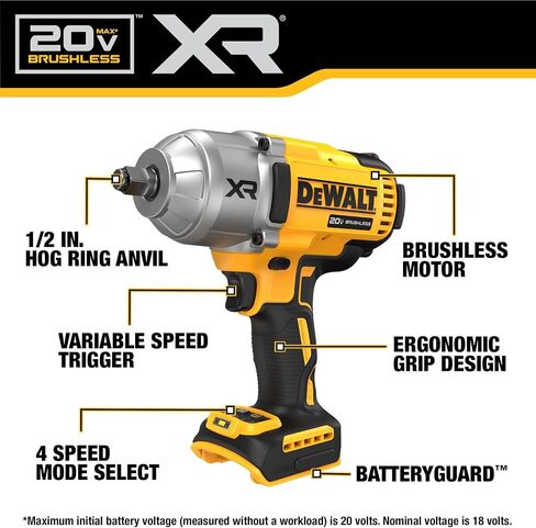 DEWALT DCF900BR 20V MAX XR Brushless High Torque Lithium-Ion 1/2 in. Cordless Impact Wrench with Hog Ring Anvil (Tool Only) (Renewed) in Kuwait