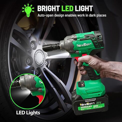 Brushless Cordless Impact Wrench, 550N.m (400 ft-lbs) 1/2" Impact Gun, 2-in-1 Power Drill Combo Kit with 1×Battery, 3-Speed & 4 Sockets and Adapter for Car Tires, Home DIY Tool in Kuwait