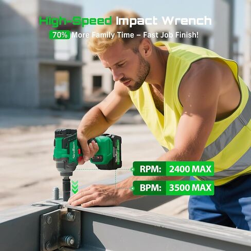 Brushless Cordless Impact Wrench, 550N.m (400 ft-lbs) 1/2" Impact Gun, 2-in-1 Power Drill Combo Kit with 1×Battery, 3-Speed & 4 Sockets and Adapter for Car Tires, Home DIY Tool in Kuwait
