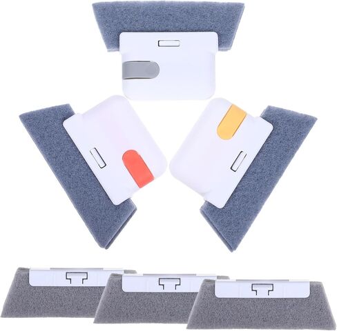 Kisangel Window Slot Cleaning Brush with Hidden Scraper Two-in-one 6pcs Detachable Pp Scrubber Window Track and Groove Cleaner for Hard-to-Reach Corners for Household and Commercial Use in Kuwait