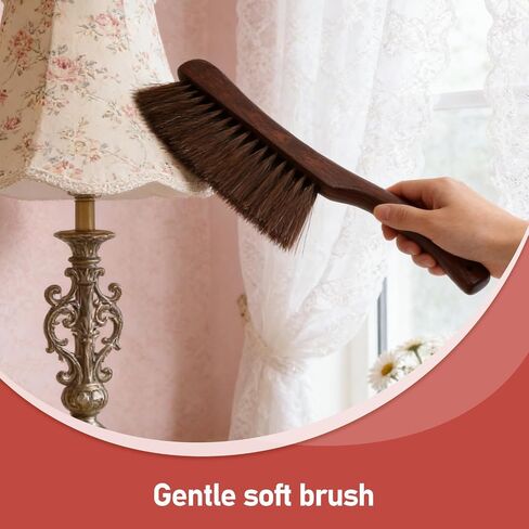 LIFKOME 2pcs Multifunctional Lampshade Cleaning Brush with Wooden Handle, Soft Horse Hair Bristles for Upholstered Furniture and Bed Frames, Gentle Dusting Tool for Cleaning Garden in Kuwait
